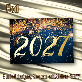 2027年　新年カウントダウン　花火　クリスマス　パーティー 箔招待状