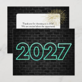 2027年 新年 ネオンサインありがとう ポストカード