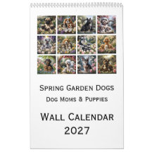 2027年 春の庭の犬たち 壁掛けカレンダー