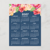 2027年 水彩花カレンダー ポストカード (正面)