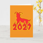 2027年 炎のヤギ カード (黄色い花)