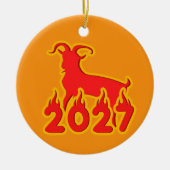 2027年 炎のヤギ セラミックオーナメント (正面)