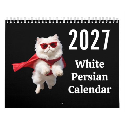 2027年 白いペルシャ猫 カレンダー (カバー)