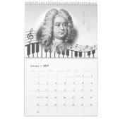 2027年、「白黒」の12人の作曲家の肖像画 カレンダー (1月 2027)