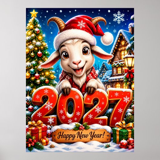 2027年 羊年 新年の壁 ポスター (正面)