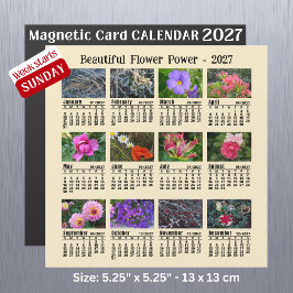 2027年 花の写真カレンダー 日曜日始まり マグネットカード