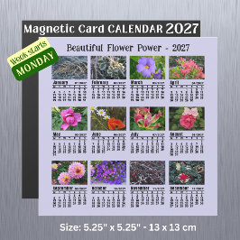 2027年 花カレンダー 月曜日始まり マグネットカード 