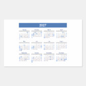 2027年 長方形 月間カレンダー 長方形シール (正面)