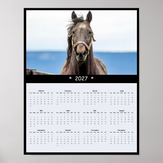 2027年 馬 壁掛けカレンダー - マジェスティック エクイン ポスター (正面)