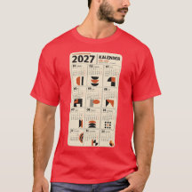 2027年Tシャツ - バウハウス風カレンダー