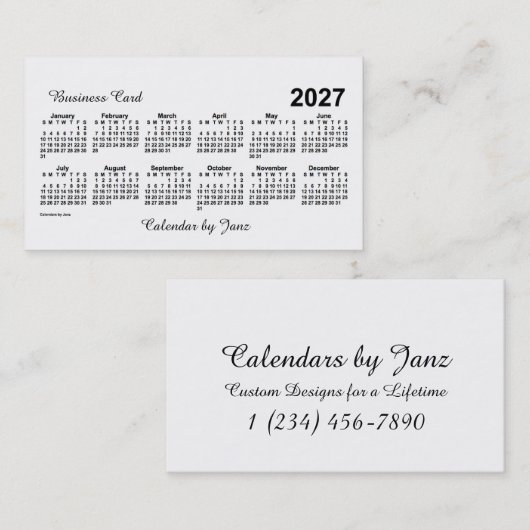 2027白カレンダーby Janz 名刺 (正面/裏面)