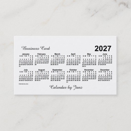 2027白カレンダーby Janz 名刺 (正面)