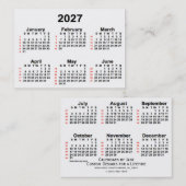 2027白52週間カレンダー（Janz Business Cards提供） 名刺 (正面/裏面)