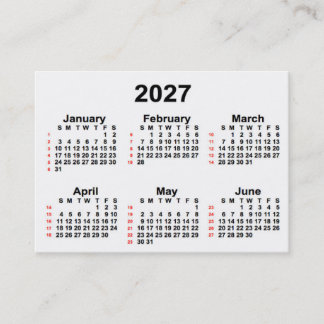 2027白52週間カレンダー(Janz Business Cards提供) 名刺