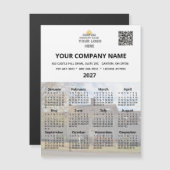 2027 あなたの写真 ビジネス マグネット カレンダー ロゴ QR (正面/裏面)