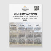 2027 あなたの写真 ビジネス マグネット カレンダー ロゴ QR (正面)