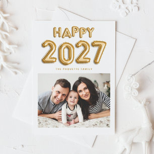 2027 ゴールドフォイル ミラーバルーン フォト 新年 シーズンポストカード