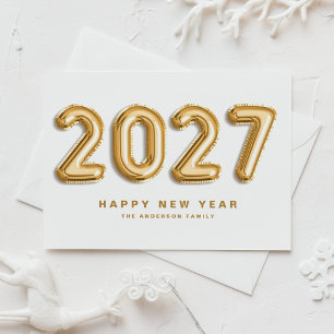 2027 ゴールドフォイル ミラーバルーン 謹賀新年 シーズンポストカード