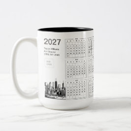 2027 シカゴスカイライン ビジネス ロゴ ミニマリスト ツートーンマグカップ