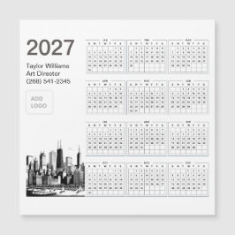 2027 シカゴ スカイライン ロゴ ミニマリスト カレンダー カード