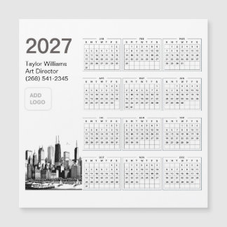 2027 シカゴ スカイライン ロゴ ミニマリスト カレンダー カード
