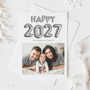 2027 シルバーフォイル マイラー風船 写真 新年 シーズンポストカード