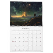 2027 ナイトスケープ 4 超現実的宇宙風景アート カレンダー (3月 2027)