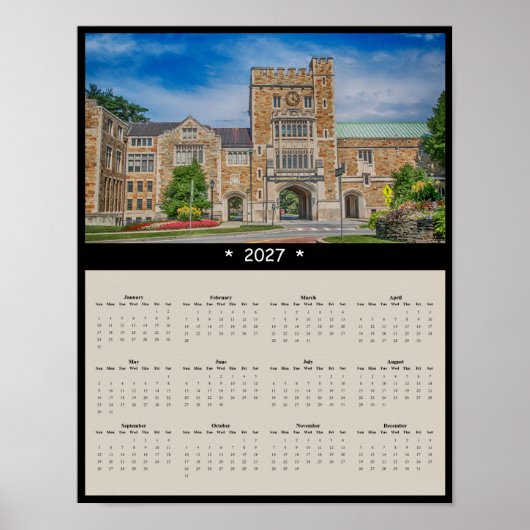 2027 バッサー大学 壁掛けカレンダー - キャンパスの門 ポスター (正面)