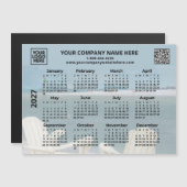 2027 ビジネス ロゴ QR ビーチ カレンダー マグネット (正面/裏面)