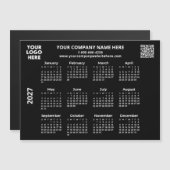 2027 ビジネス ロゴ QR ブラック カレンダー マグネット (正面/裏面)