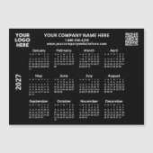 2027 ビジネス ロゴ QR ブラック カレンダー マグネット (正面)
