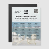 *2027 ビーチ マグネット カレンダー ビジネス ロゴ QRコード (正面/裏面)