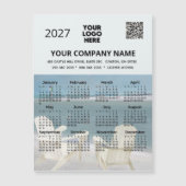 *2027 ビーチ マグネット カレンダー ビジネス ロゴ QRコード (正面)