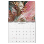 2027 ペイントされた翼の上の2人の妖精 天使 ファンタジーアート カレンダー (1月 2027)