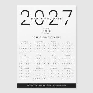 2027 モダンカレンダービジネスロゴ ホリデーマグネット