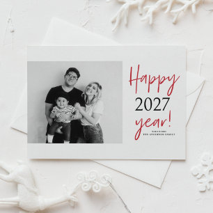 2027 モダン タイポグラフィー 写真 謹賀新年 シーズンポストカード