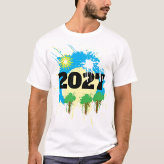 2027 素晴らしい+鮮やかな色 新年 Tシャツ