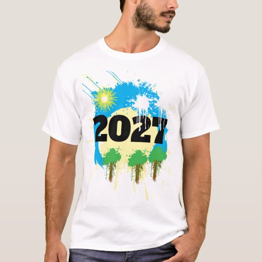 2027 素晴らしい+鮮やかな色 新年 Tシャツ (正面)