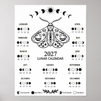 2027 魔女術 月の使者 天体 月 カレンダー ポスター