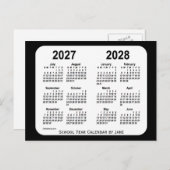 2027-2028ジャンスによる白黒の学校カレンダー ポストカード (正面/裏面)