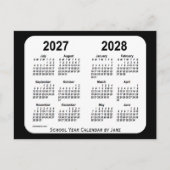 2027-2028ジャンスによる白黒の学校カレンダー ポストカード (正面)