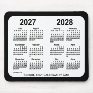 2027-2028ジャンスによる白黒の学校カレンダー マウスパッド