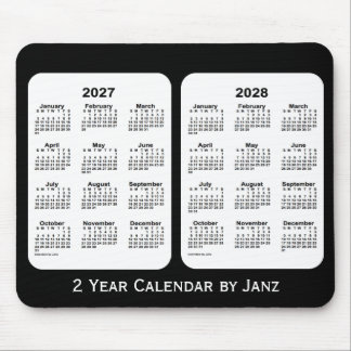 2027-2028 Black and White 2 Year Calendar by Janz マウスパッド