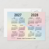 2027-2028 Rainbow Cloud School Calendar by Janz ポストカード (正面/裏面)