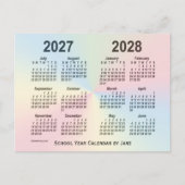 2027-2028 Rainbow Cloud School Calendar by Janz ポストカード (正面)