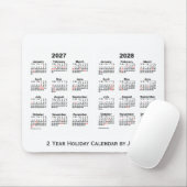 2027-2028 White 2 Year Holiday Calendar by Janz マウスパッド (マウス)