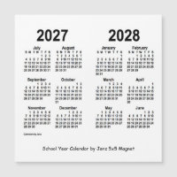 2027-2028ホワイトスクールの年カレンダーby Janz | Zazzle.co.jp
