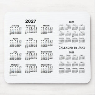 2027-2029白Janz著3年のカレンダー マウスパッド
