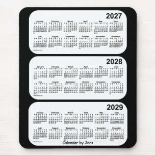 2027-2029 Janzによる白黒3年カレンダー マウスパッド