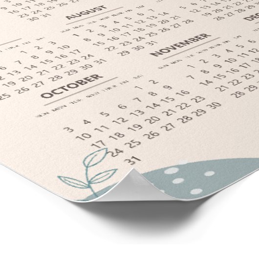 2027 Abstract Shape Boho Aesthetic Beige Calendar ポスター (角)